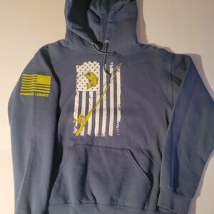 Men's Rugged Legacy Blue Graphic Fishing Hoodie Size Medium - Premium Hoodie